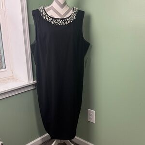 NWT Calvin Klein Black Dress with Pearl Accents 24W